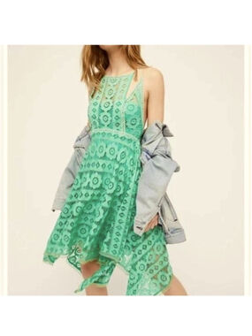 Free People Just Like Honey Mint Green Lace Dress Sz 4 New with Tags
